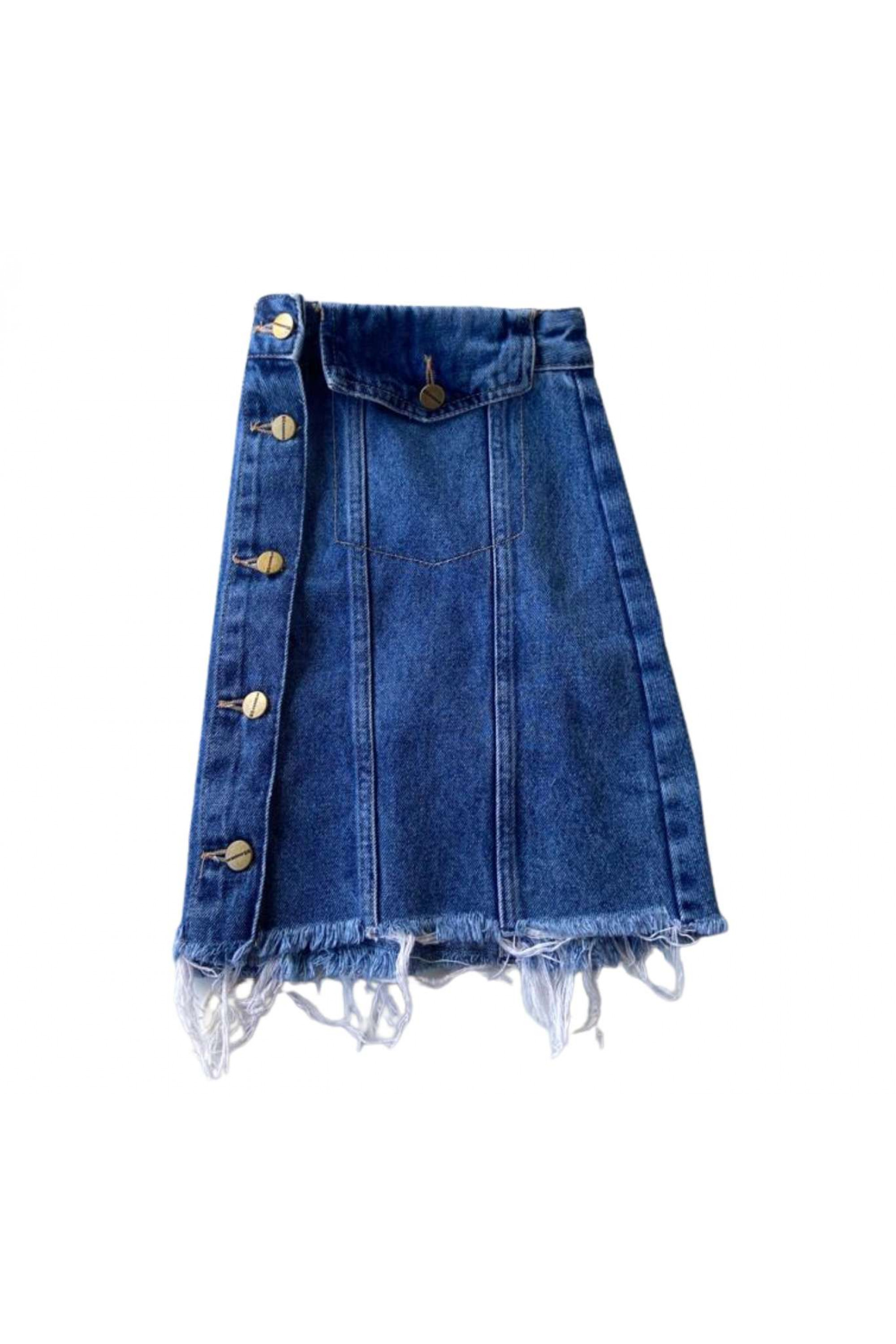 Peça Rara Brechó SAIA JEANS BOTÕES NA FRENTE BLUE STEEL